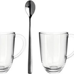 Leonardo 2 Latte Macchiato Tassen NAPOLI 380 Ml + 2 Löffel