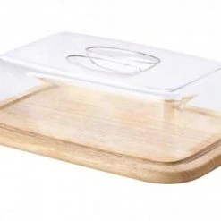 Continenta Käseglocke Rechteckig Aus Gummibaumholz, 2-teilig 30 X 20 X 8,5 Cm