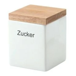 Continenta Vorratsdose Quadratisch Aus Keramik Mit Holzdeckel 10 Cm/ 10 Cm/ 12,5 Cm, 800 Ml