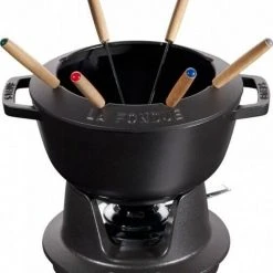 Staub Fondueset Aus Gusseisen In Schwarz 18 Cm / 12,5 Cm / 10 Cm / 1,6 L