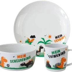 Eschenbach Porzellan Kindergedeck Set 3-tlg. In Dino-Dings