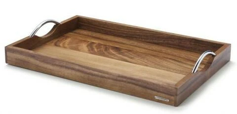 Continenta Tablett Aus Akazienholz Mit Metallgriffen 3 Continenta Tablett Aus Akazienholz Mit Metallgriffen