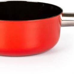 Stöckli Käsefondue-Caquelon Emotion Mit Inoxgriff, Rot-schwarz 21 Cm / 2,6 L