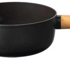 Stöckli Käsefondue-Caquelon Emotion Mit Holzgriff, Schwarz 21 Cm / 2,6 L