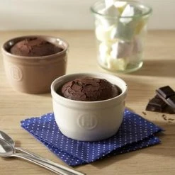 Emile Henry Töpfchen Nr. 9 In Ton, 2er Set -KitchenAid Geschäft EH 1009 Amb Ramequin Ramekin ChocolateCake H 2