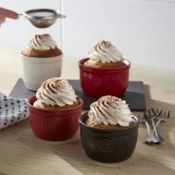 Emile Henry Töpfchen Nr. 10 In Ton, 2er Set -KitchenAid Geschäft EH 1010 Amb Ramekin WhippedCream H 4