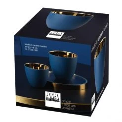 ASA Windlicht, Blau Groß Ø 9 Cm / Höhe 8 Cm -KitchenAid Geschäft Verpackung Windlicht blau gold 1