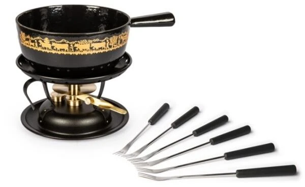 Stöckli Käsefonduegarnitur Alpaufzug Classic, Schwarz 3 Stöckli Käsefonduegarnitur Alpaufzug Classic, Schwarz