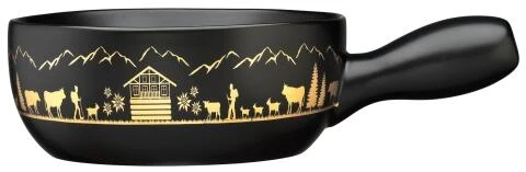 Spring Fondue Caquelon Montana In Schwarz/gold 3 Spring Fondue Caquelon Montana In Schwarz/gold